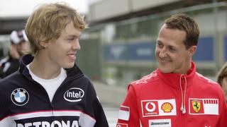 Zwei Generationen von Rennfahrern - Michael Schumacher (Ferrari, re.) mit Testfahrer Sebastian Vettel (BMW Sauber / beide Deutschland)  