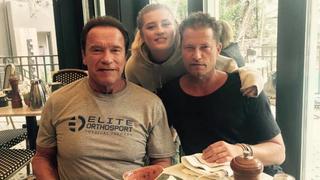 Arnold Schwarzenegger, Til Schweiger und Luna Schweiger in einem Café in Malibu, Oktober 2017