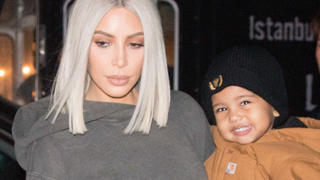 Kim Kardashian is seen leaving with her son Saint West in Thousand Oaks following Larsa and Scottie Pippen daughters birthday