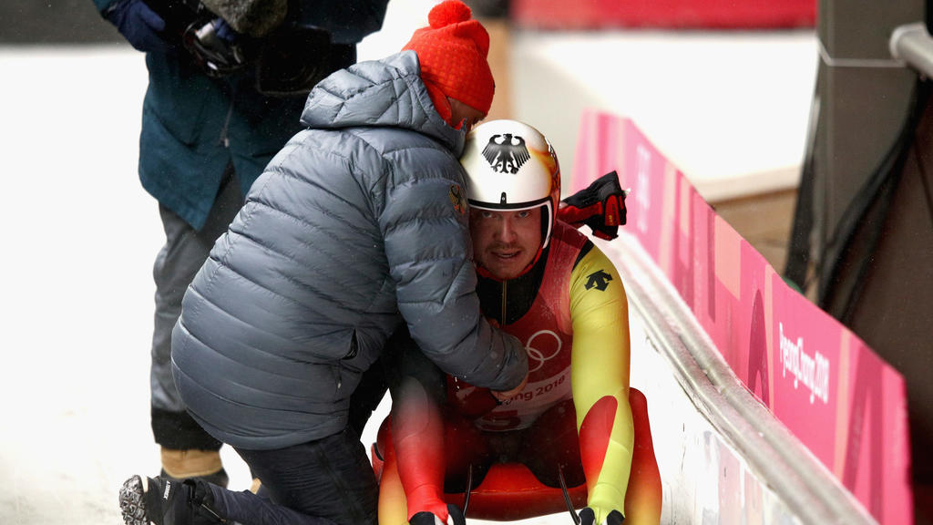 PYEONGCHANG-GUN, SOUTH KOREA - FEBRUARY 11: Felix Loch of Germanylooks despondent after finishing overall fifth following run 4 during the Luge Men's Singles on day two of the PyeongChang 2018 Winter Olympic Games at Olympic Sliding Centre on Februa