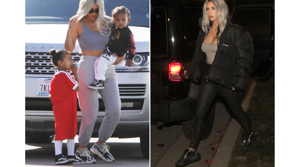 Mit Ugly Sneakers voll im Trend: Kim Kardashian trägt Schuhe aus der Kollektion ihres Mannes Kanye West