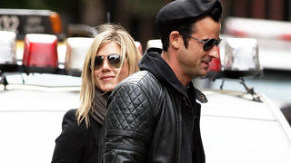 Jennifer Aniston and Justin Theroux go for a walk West Village, NYC.
