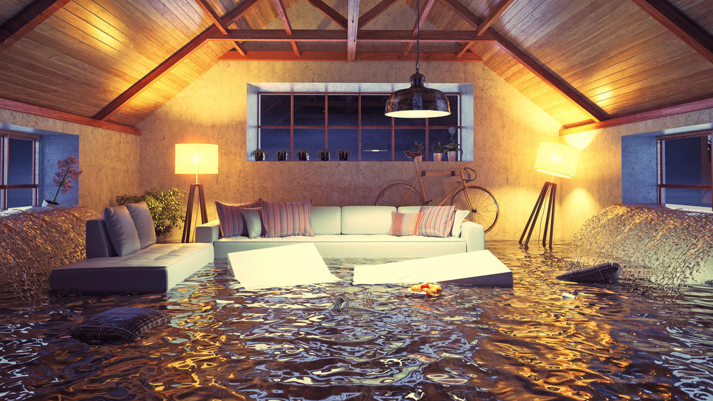 Wohnzimmer unter Wasser