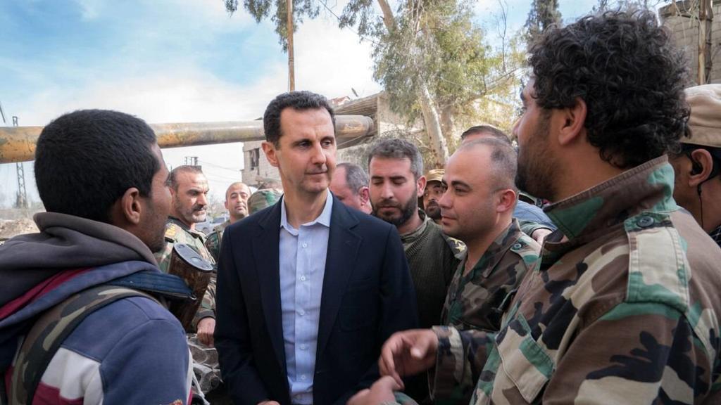 Syriens Präsident Baschar al-Assad besucht Truppen in Ost-Ghouta.