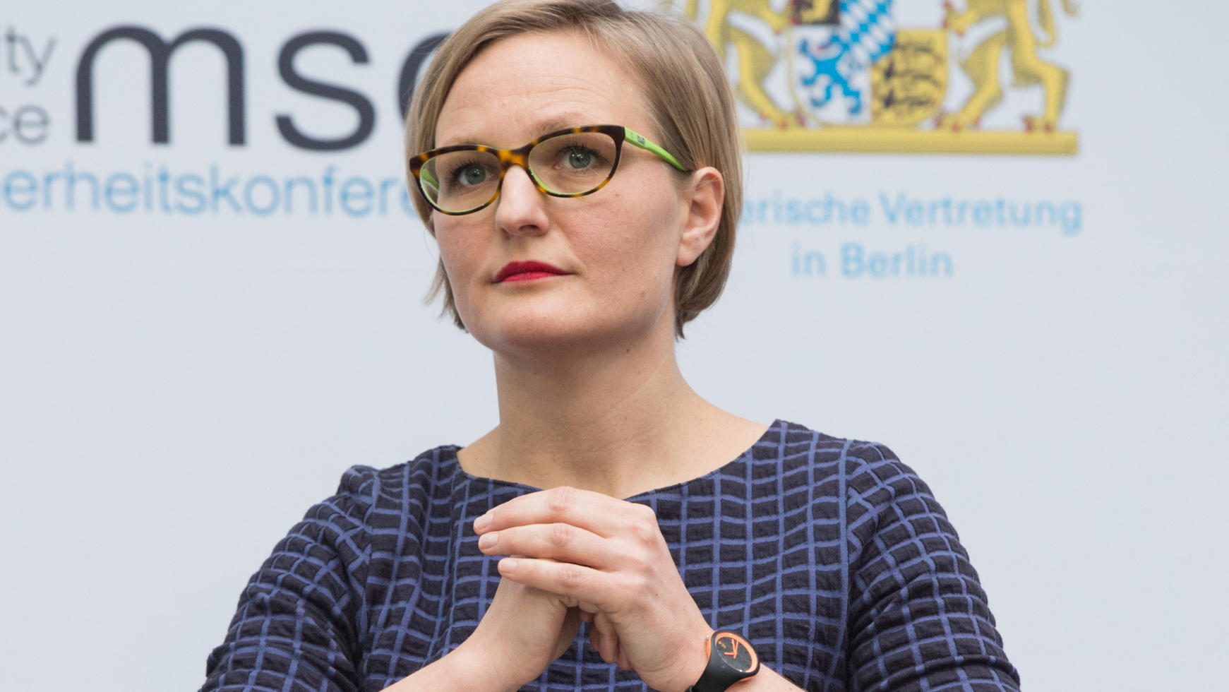 Grünen-Politikerin Franziska Brantner auf einer Podiumsdiskussion in Berlin.