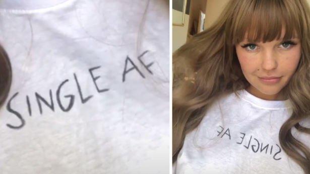 'Sowas von Single' steht auf dem Shirt von Bonnie Strange