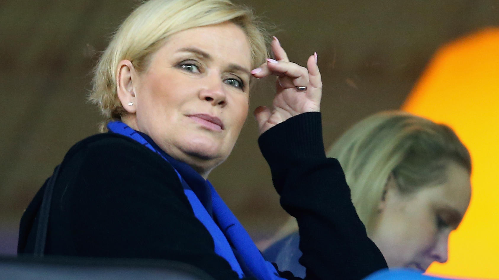PADERBORN, GERMANY - FEBRUARY 26:  Claudia Effenberg looks on prior to the 2. Bundesliga match between SC Paderborn and RB Leipzig at Benteler Arena on February 26, 2016 in Paderborn, Germany.  (Photo by Christof Koepsel/Bongarts/Getty Images)