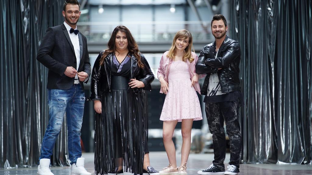 Die"DSDS"-Finalisten. V.l.: Michael Rauscher, Janina el Arguioui, Marie Wegener und Michel Truog.