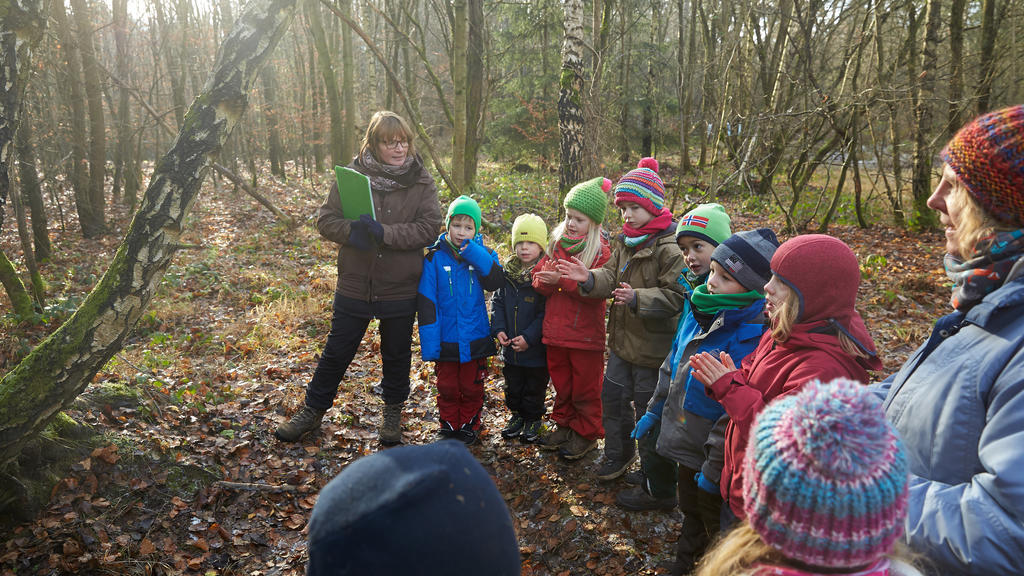 Rheinland-Pfalz, Koblenz: Kinder spielen im Waldkindergarten im Stadtwald von Koblenz. (zu dpa «Ministerium: Naturpädagogik immer wichtiger in Kitas» vom 15.04.2018) Foto: Thomas Frey/dpa +++ dpa-Bildfunk +++
