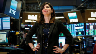 NYSE Chief Operating Officer Stacey Cunningham, who will be the New York Stock Exchange's (NYSE) first female president, poses on the floor of the NYSE in New York, U.S., May 22, 2018. REUTERS/Brendan McDermid