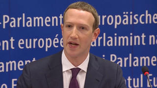 Facebook's CEO Mark Zuckerberg answers questions about the improper use of millions of users' data by a political consultancy, at the European Parliament in Brussels, Belgium, in this still image taken from Reuters TV May 22, 2018. REUTERS/ReutersTV