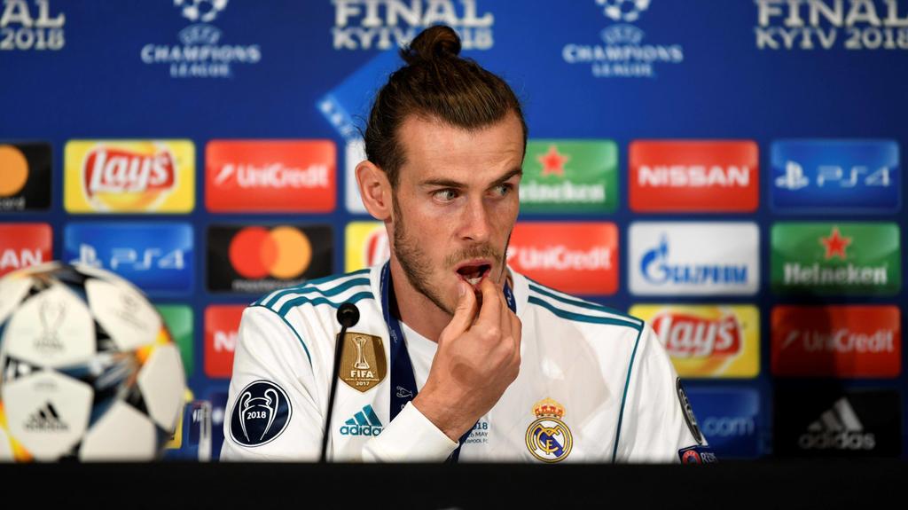 Real Madrid s player Gareth Bale delivers statements to the press after his team won the UEFA Champions League final game between Real Madrid and Liverpool FC at the NSC Olimpiyskiy stadium in Kiev, Ukraine, 26 May 2018. UCL Final 2018 - Real Madrid 