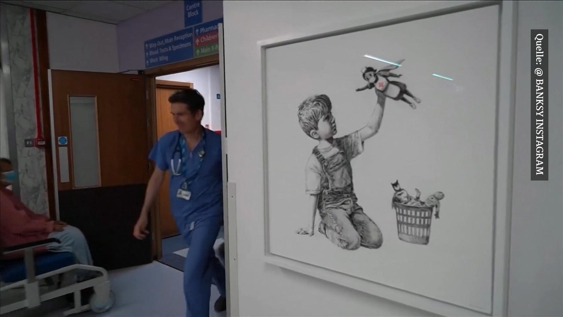 Neues Banksy-Kunstwerk taucht in britischem Krankenhaus auf Corona-Krise