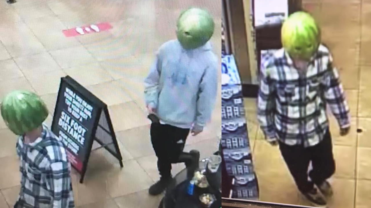 Diebe überfallen Tankstelle mit Melonenmasken Offenbar zwei kreative Köpfe