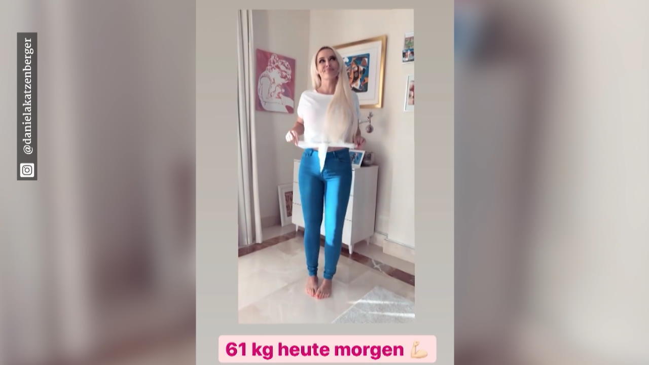 Daniela Katzenberger steigt auf die Waage Katze feiert ihr Wohlfühlgewicht
