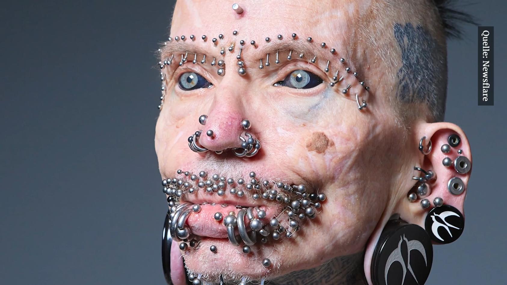 Dieser Mann trägt über 500 Piercings! Guiness-Buch der Rekorde