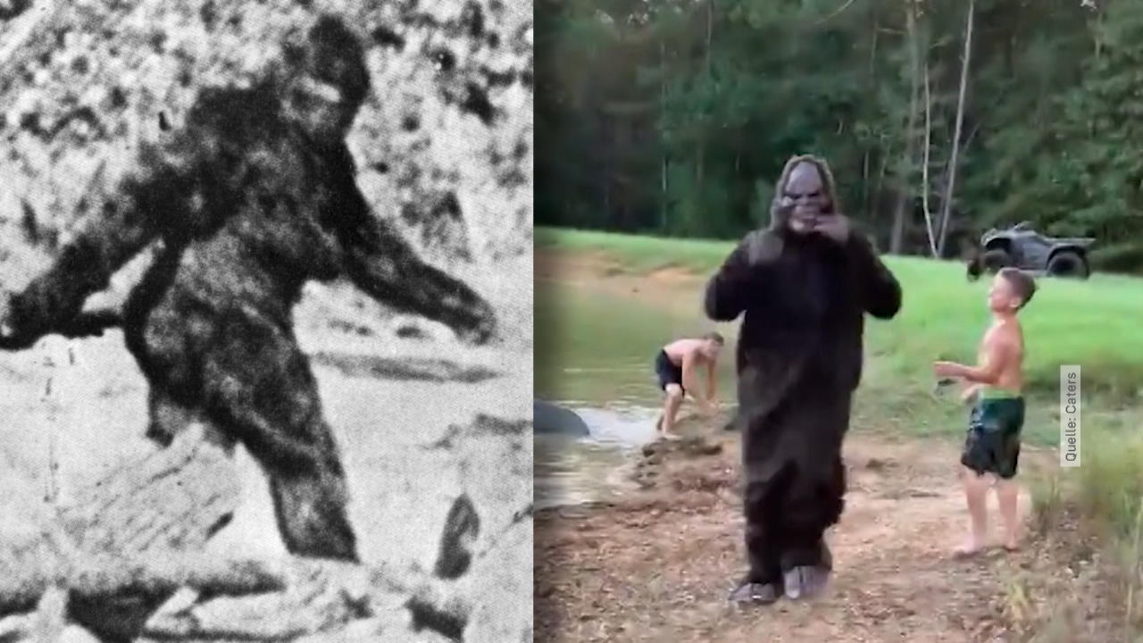 Vater prankt Kinder mit Bigfoot-Kostüm Lauft um euer Leben!