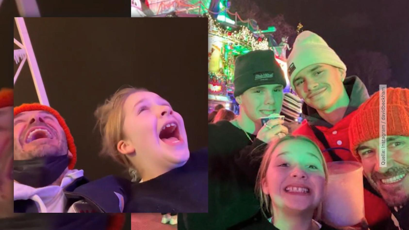Vorweihnachtliche Action mit den Kids David Beckham auf der Achterbahn