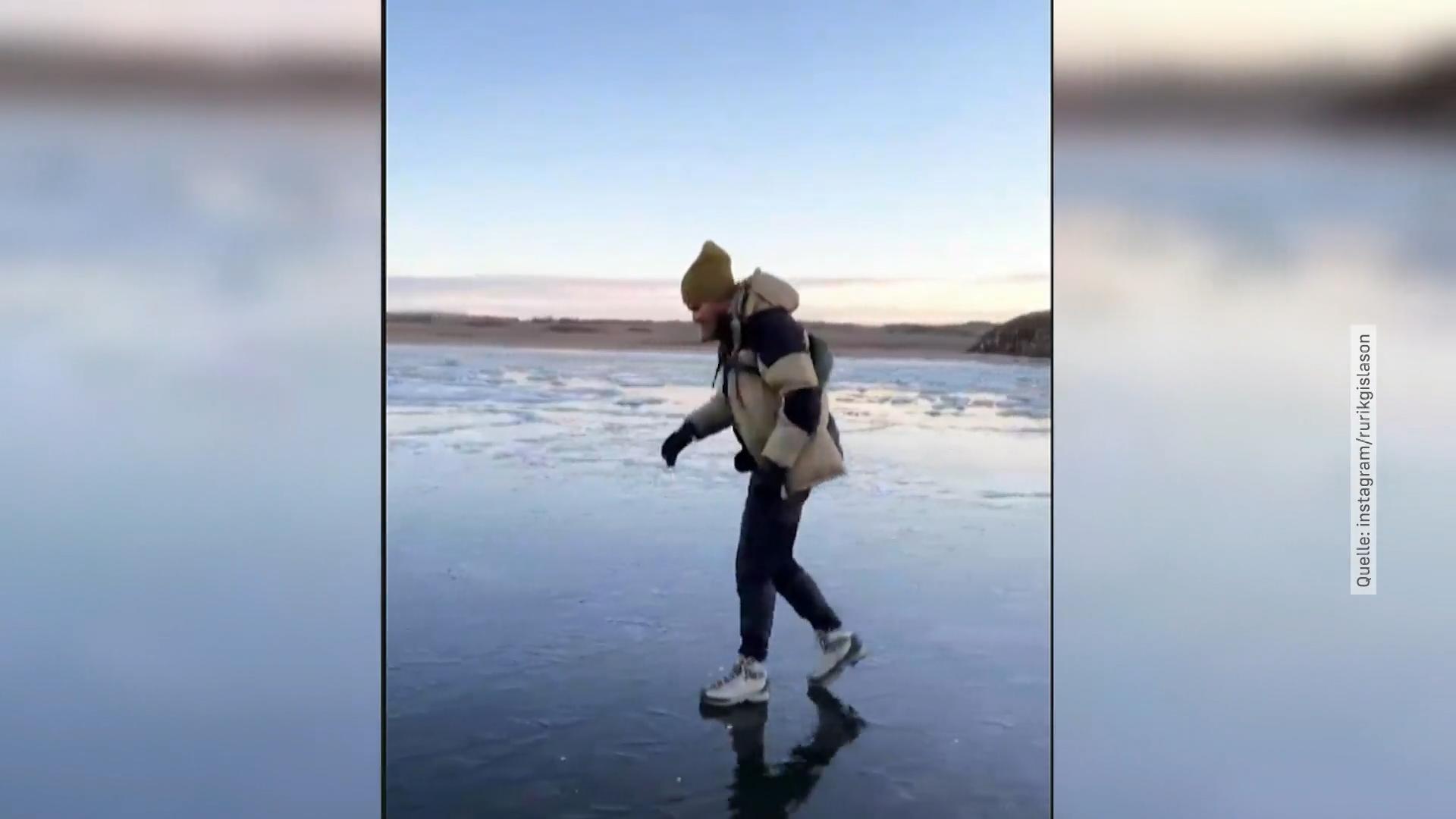 Rúrik Gíslason zeigt seine Heimat Island Moonwalk auf Eis