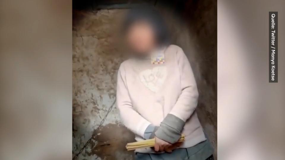 Achtfache Mutter an Hütte gekettet Schockierendes Video aus China