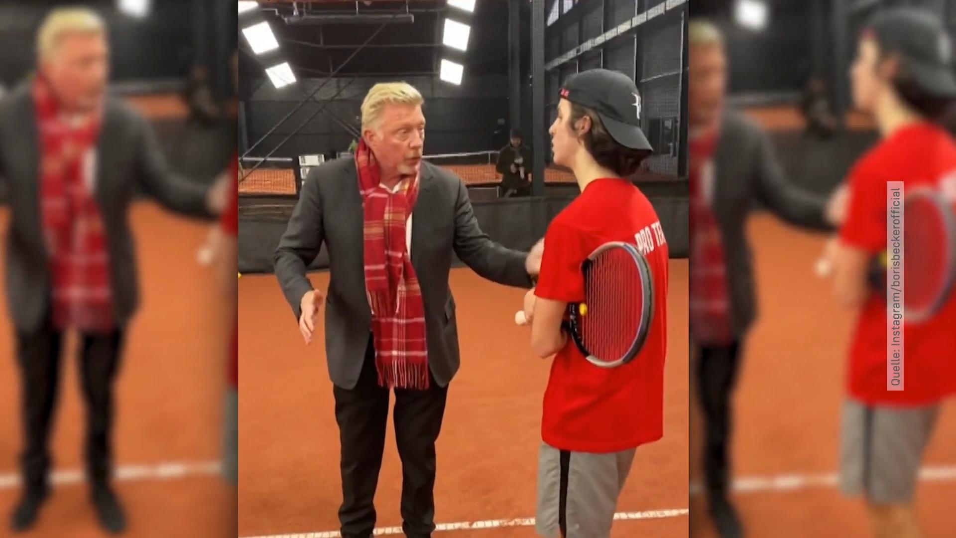 Boris Becker gibt Tennis-Training Lernen vom alten Meister