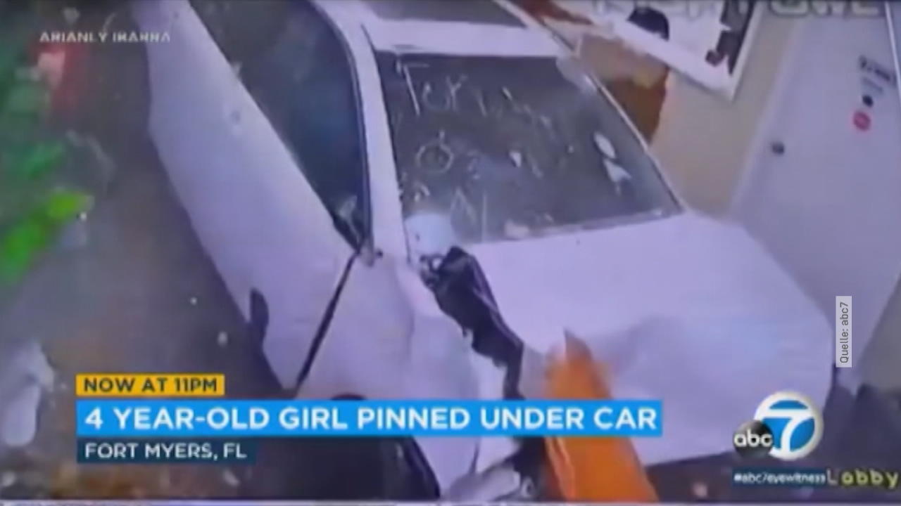 Auto rast in Lobby und verfehlt 4-Jährige nur knapp Mädchen mit Schutzengel