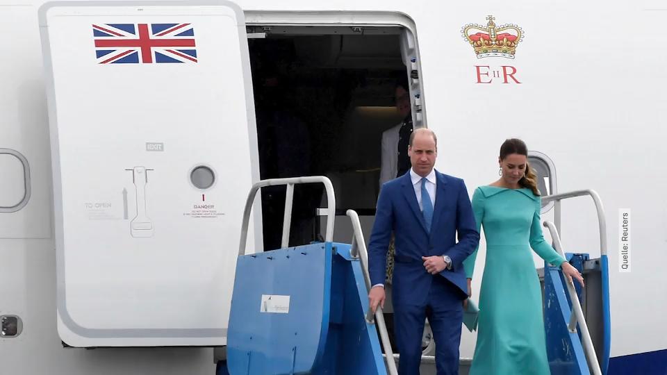 William und Kate landen auf den Bahamas DIesmal ohne Proteste