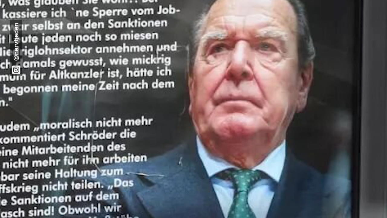 Werbeplakat macht Altkanzler Schröder zum Gespött "Skandal um 77-jährigen Hannoveraner"