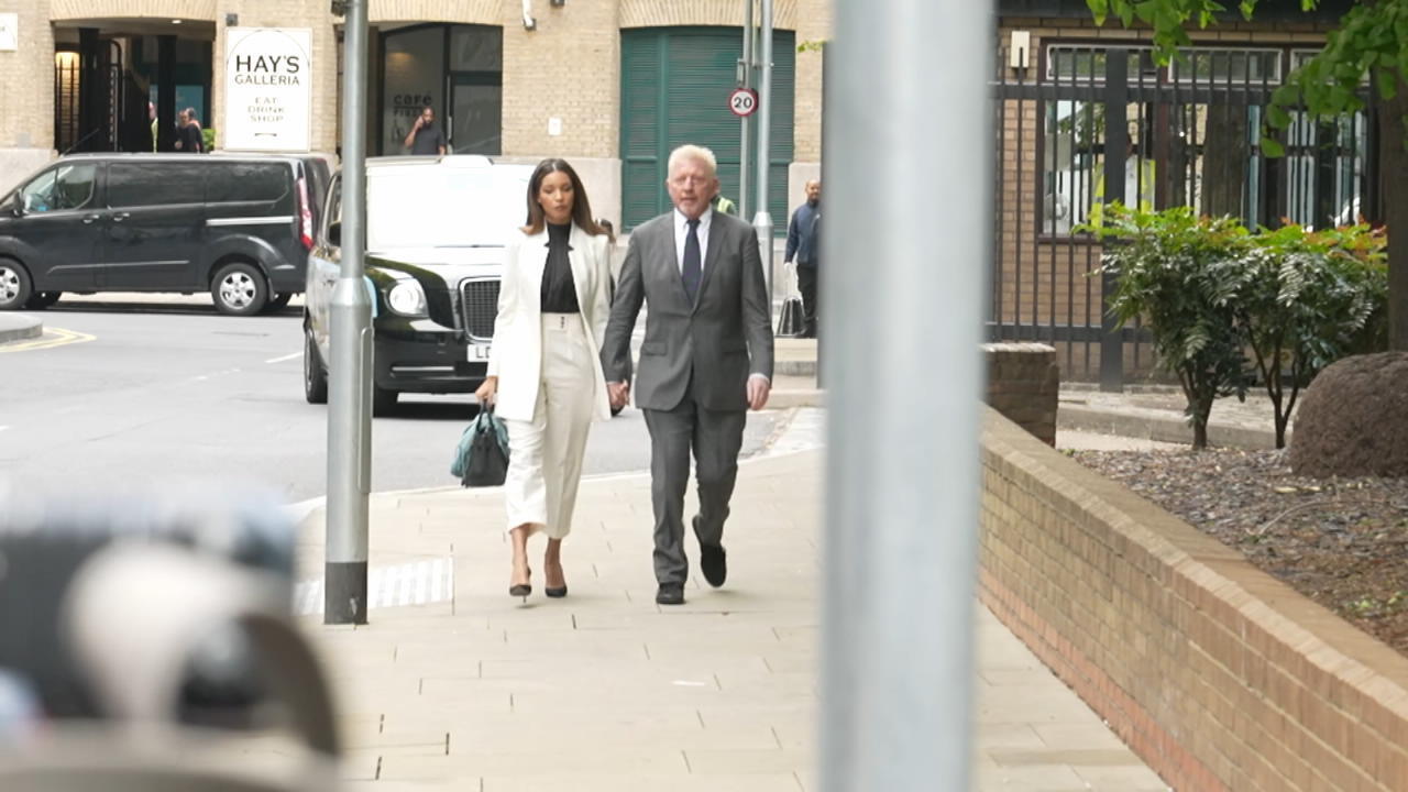 Boris Becker kommt mit seiner Freundin am Gericht an Prozessbeginn in London