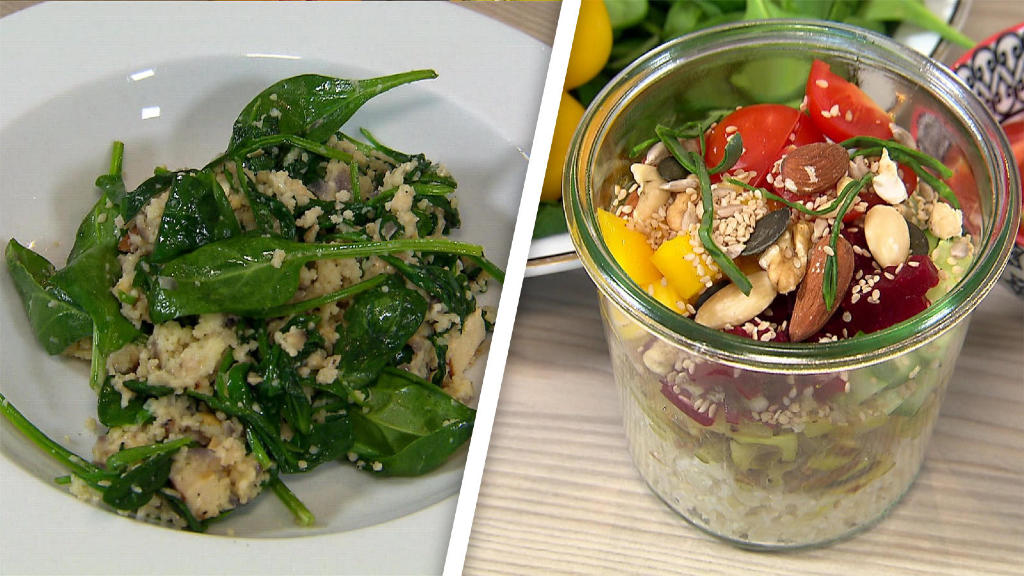 Couscous-Spinat-Pfanne und bunte Buddha-Bowl Schnelle Veggie-Rezepte: