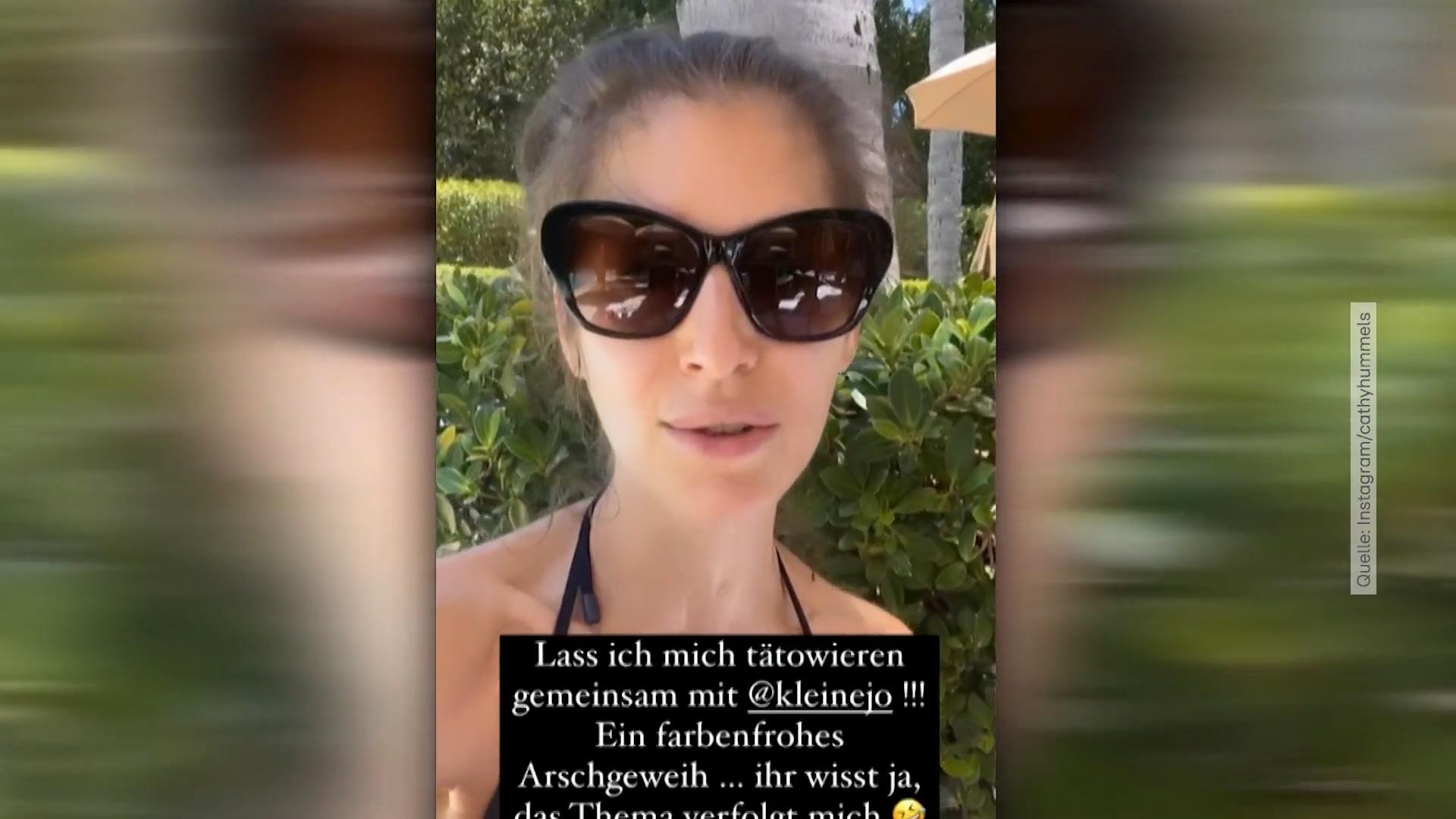 Cathy Hummels trägt nun Arschgeweih? Urlaubs-Tattoo