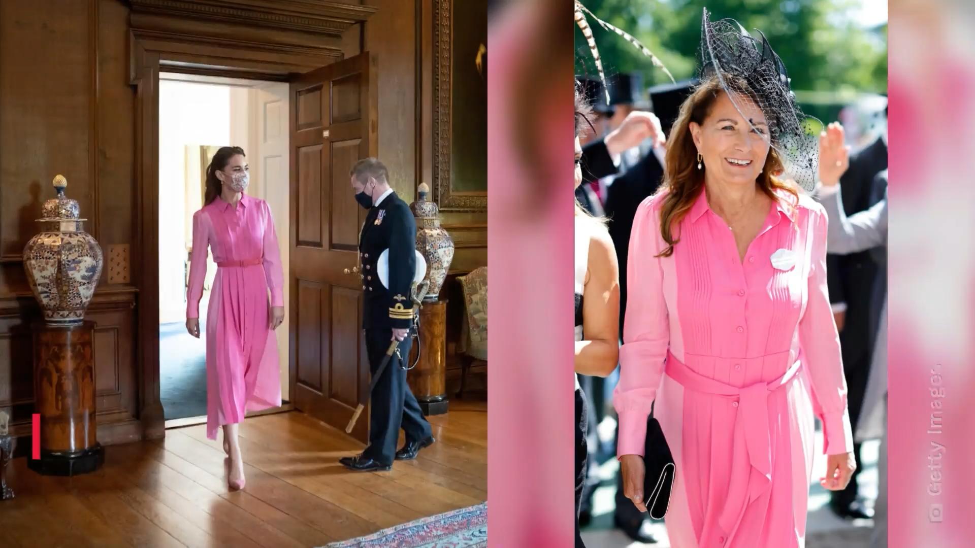 Carole Middleton trägt das Kleid ihrer Tochter Kate Pretty in Pink