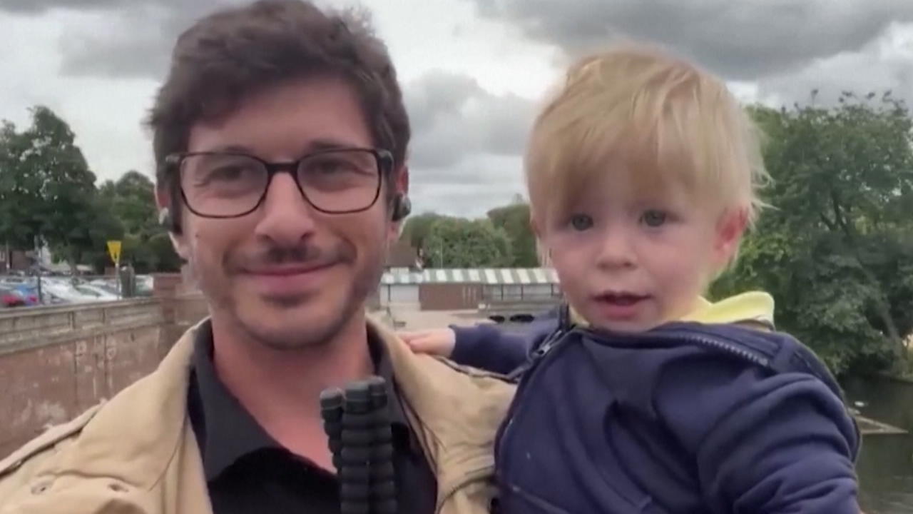 Dad broadcasts live - Son steals the show!  A switch can be so cute!