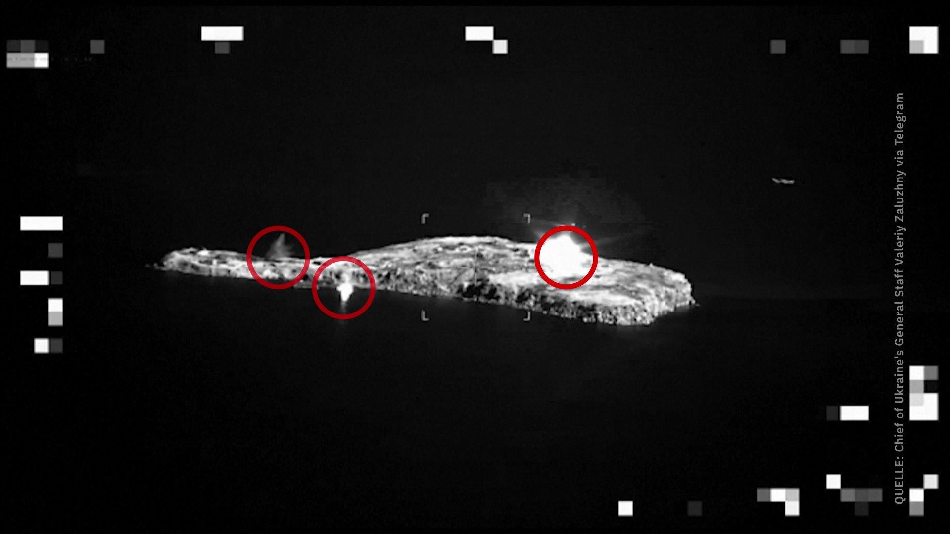 Photos are said to show Russians using phosphorus bombs to attack Snake Island