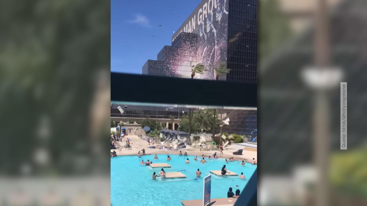 Windhose verwüstet Hotel-Pool - Gäste flüchten! Überraschung in Las Vegas