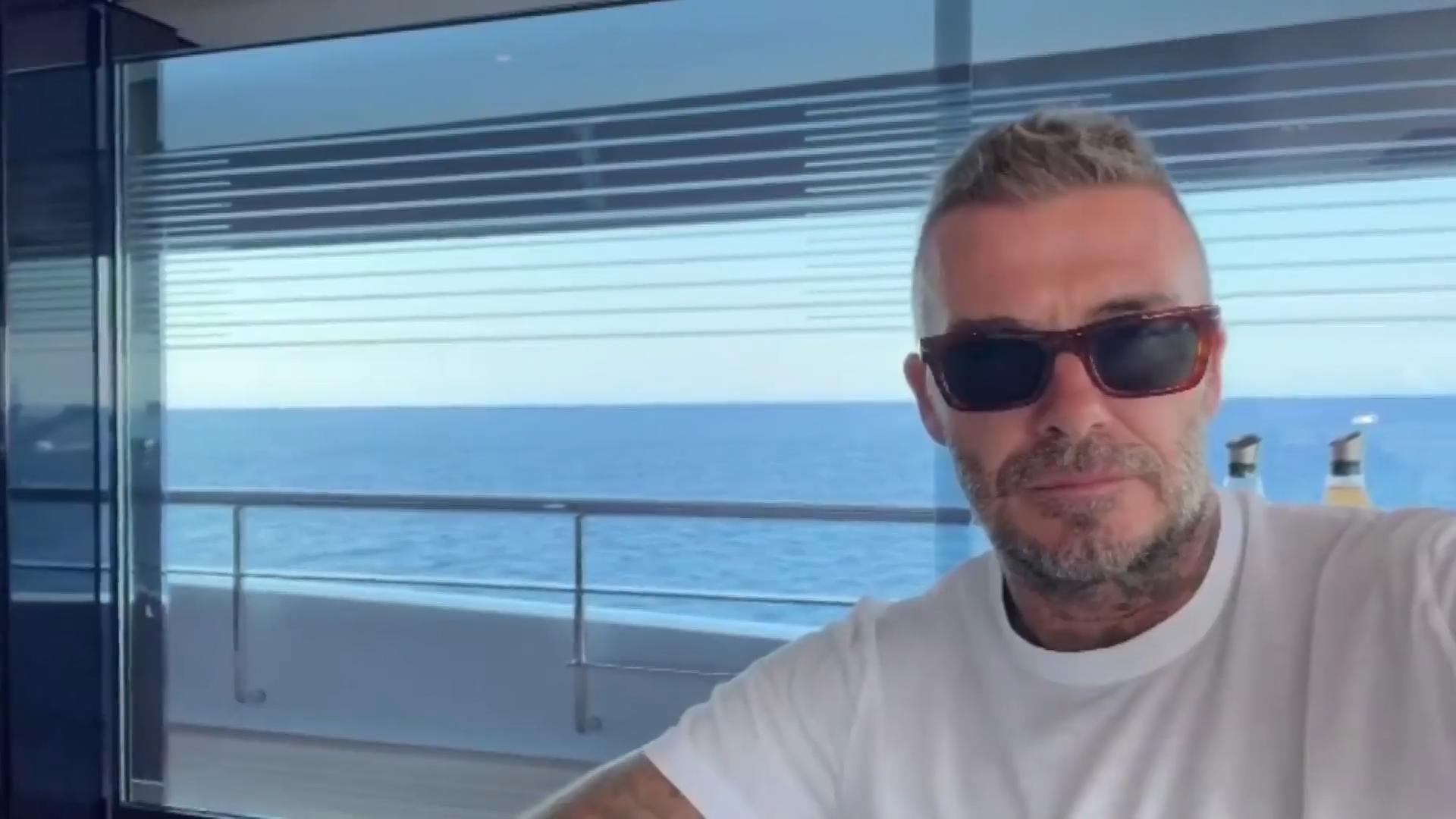 David pokes fun at Victoria Beckham's exercise addiction while on vacation