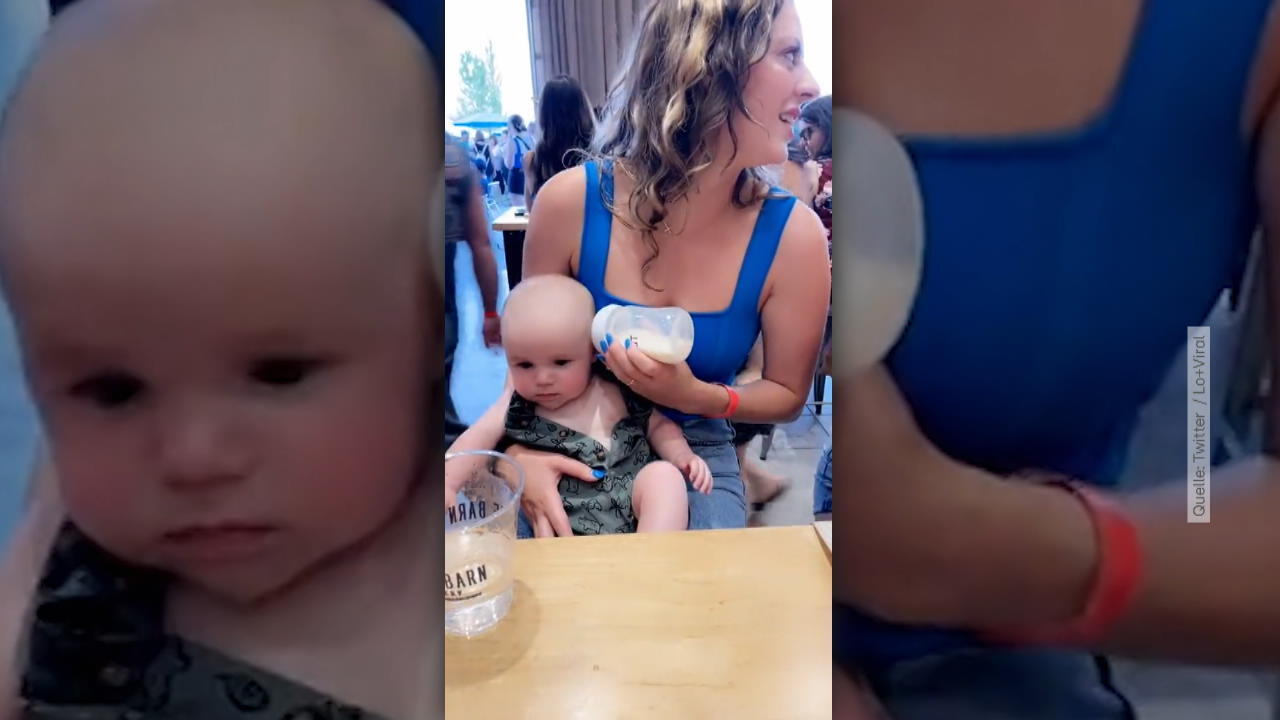 Mama ist abgelenkt - und steckt Baby Fläschchen ins Ohr Zu viel Tratsch mit den Freundinnen