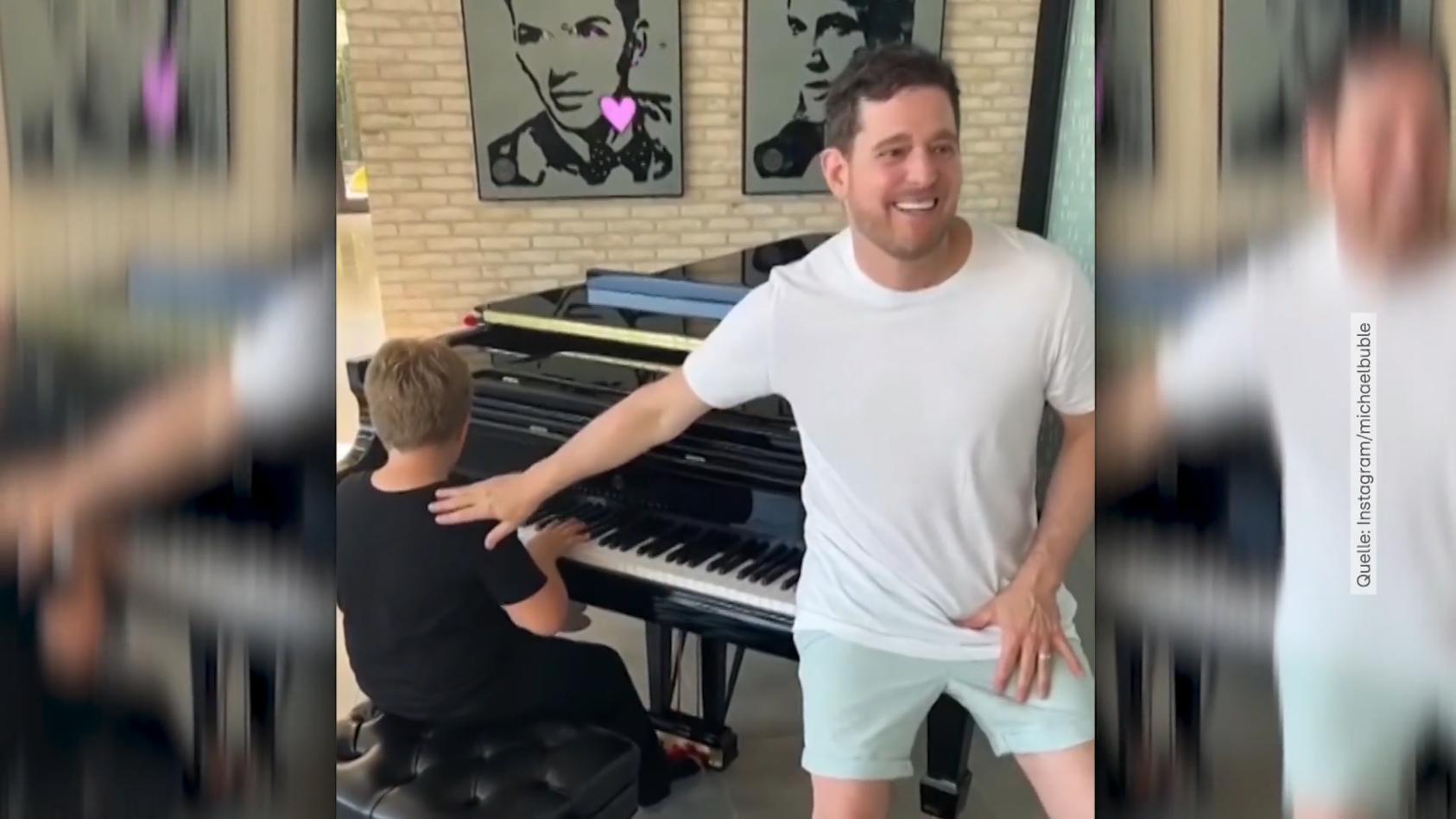 Hier machen Michael Bublé & sein Sohn gemeinsam Musik Rührende Aufnahmen