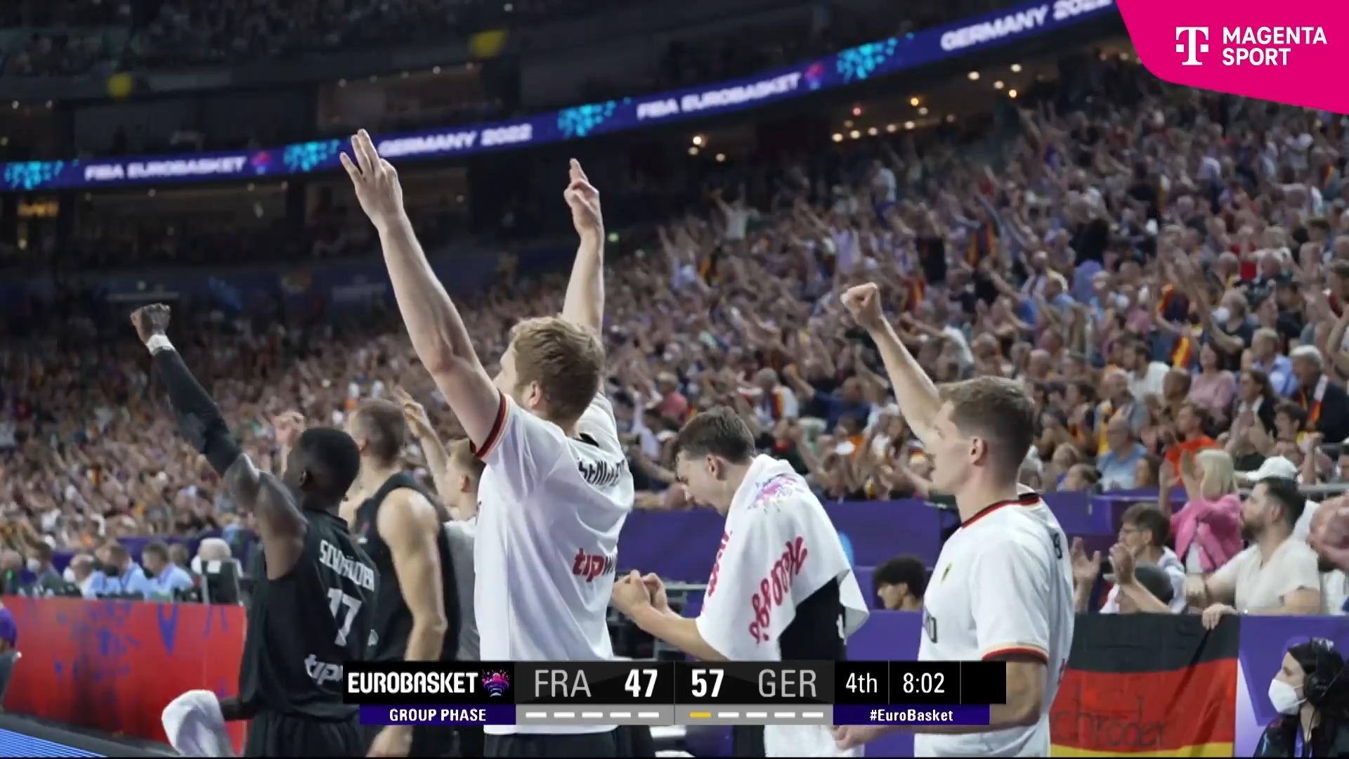 Highlights im Video: Deutsche Basketballer holen Auftaktsieg EM-Party gegen Frankreich