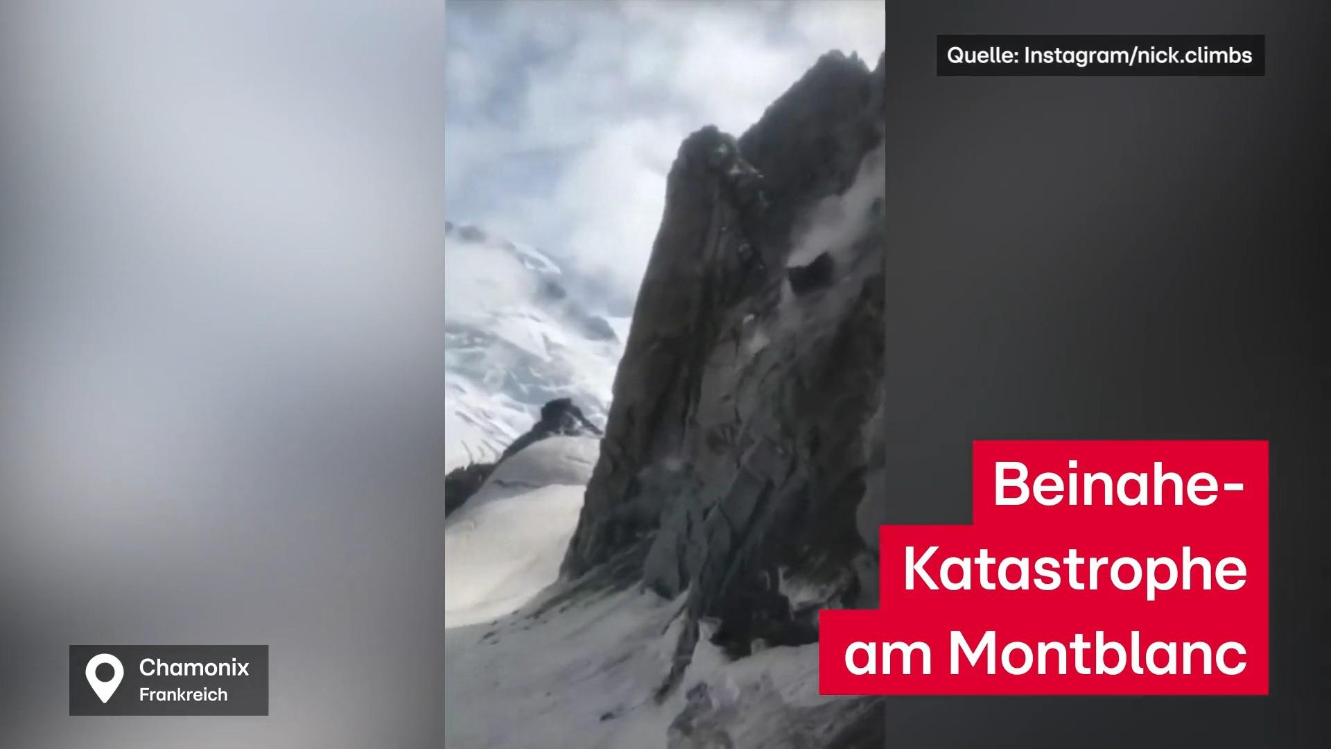 Beinahe-Katastrophe in den Alp Felssturz am Montblanc