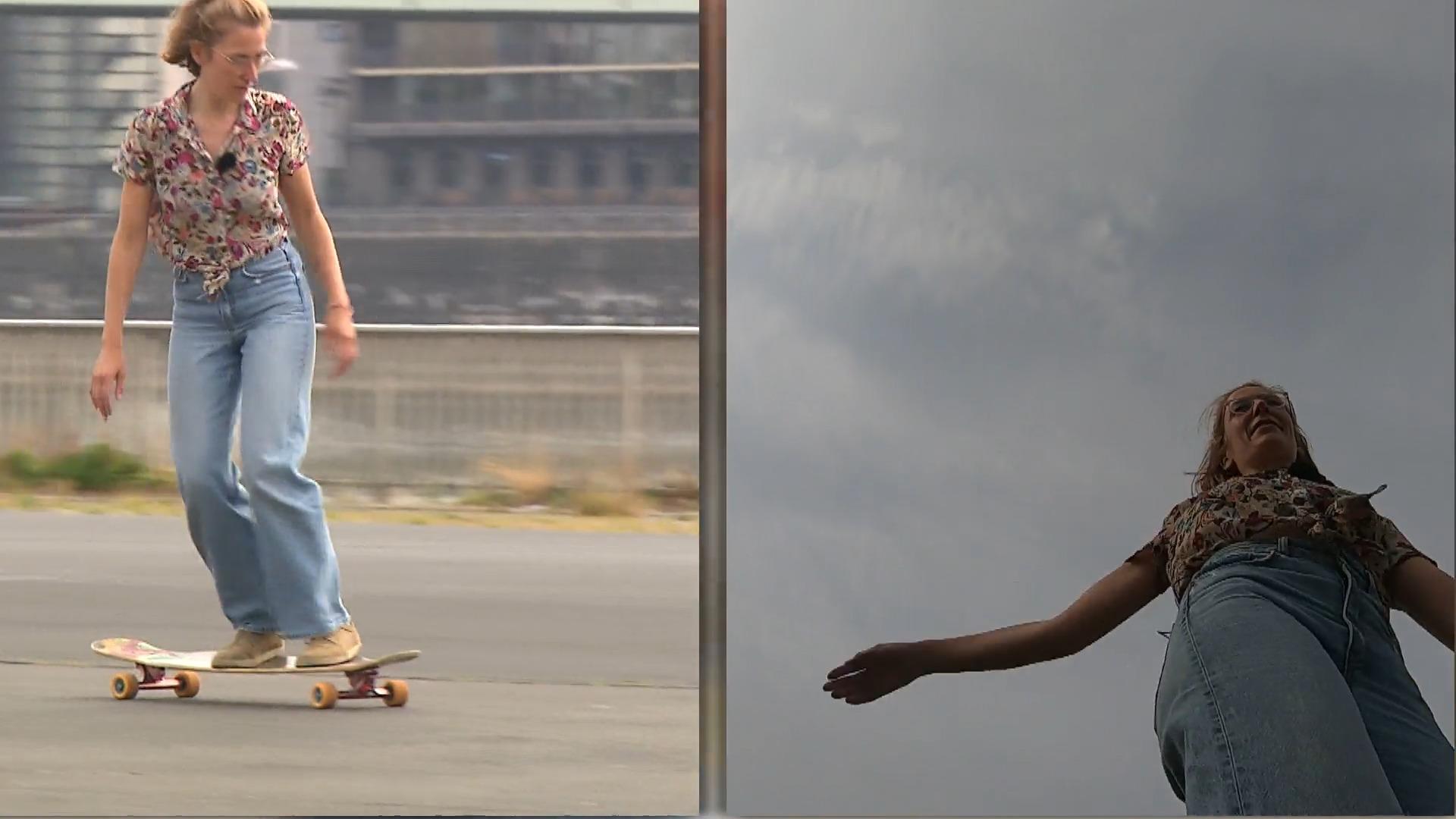 Tanzen auf dem Longboard Profi auf Brett