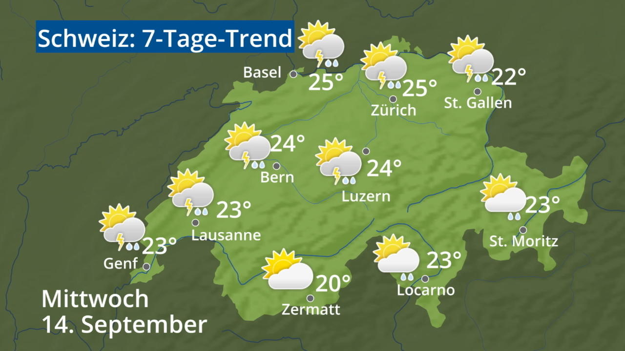 Video 7-Tage-Trend: Bern, Basel, Genf, Zürich Schweiz: Wie wird das Wetter?