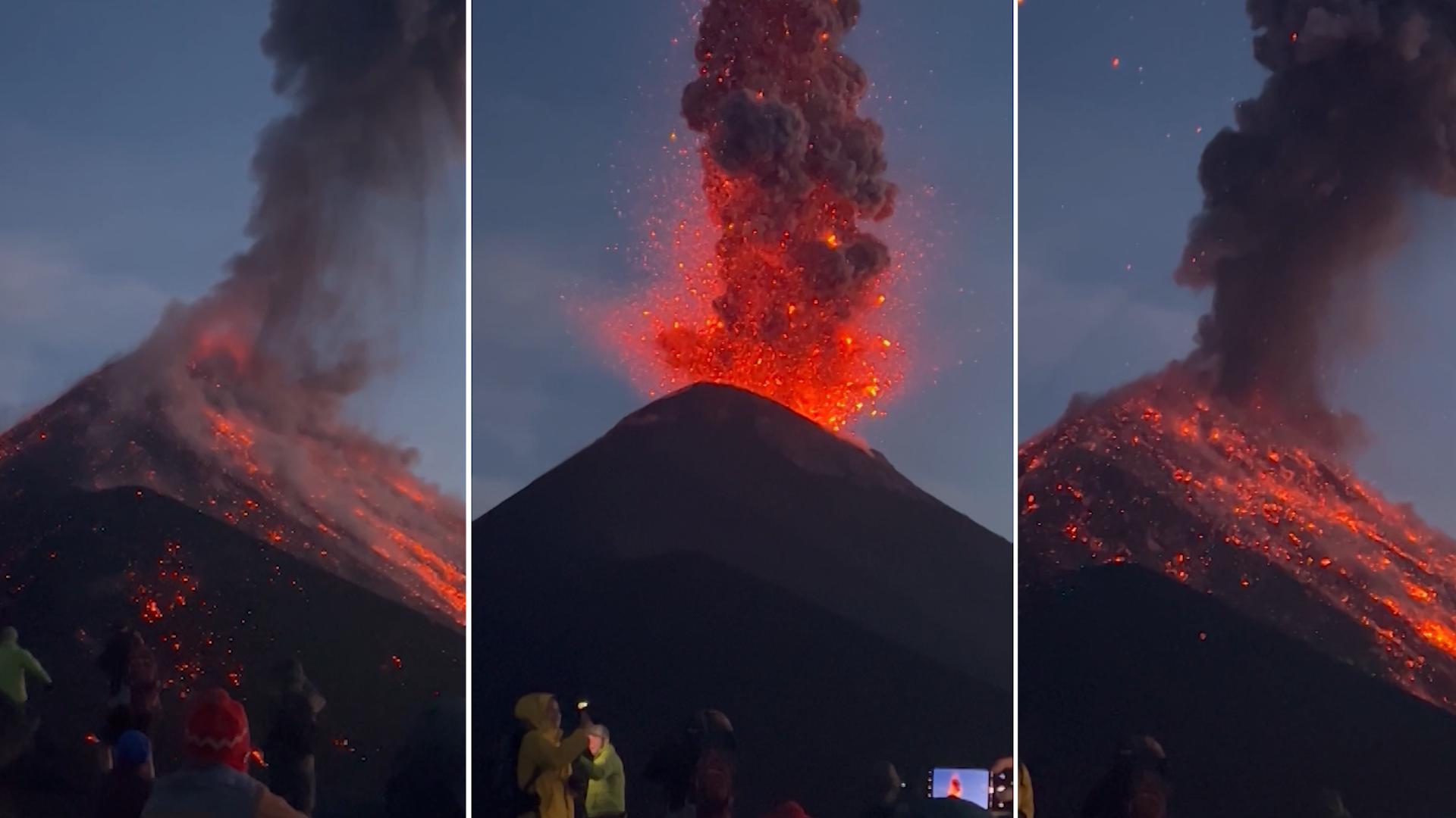 Wandergruppe entgeht Lava nur knapp Ausbruch am Volcán de Fuego