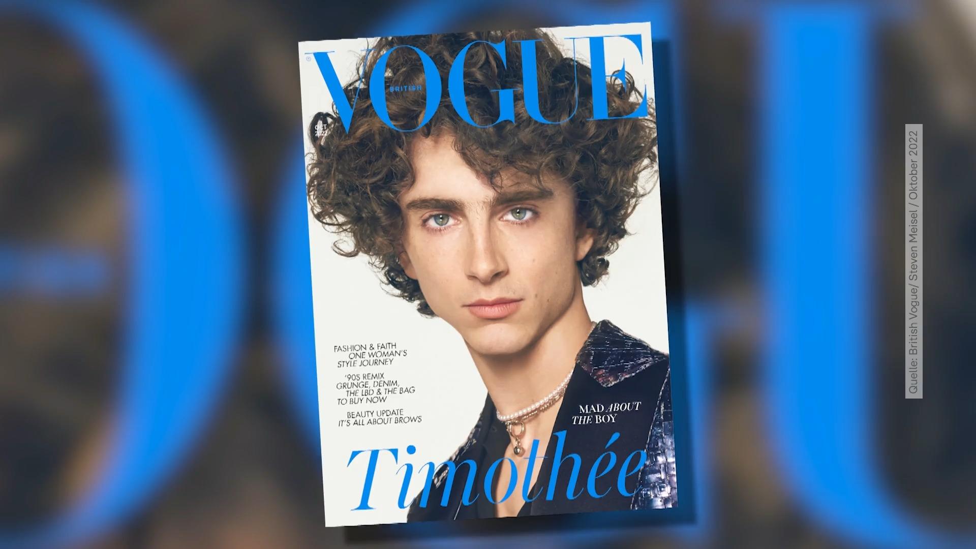El actor estadounidense Timothée Chalamet hace historia "revista de moda"-cobertura