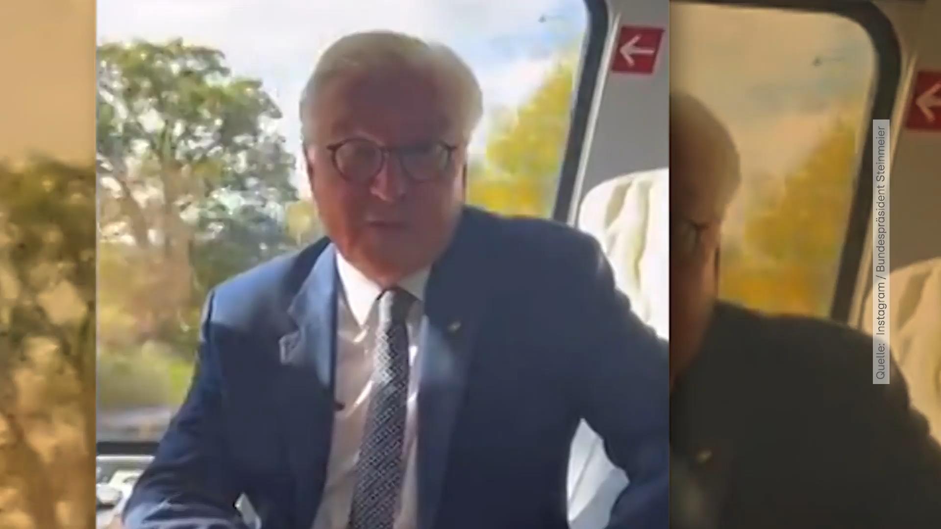 Hier fährt der Bundespräsident ohne Maske mit der Bahn Im Video