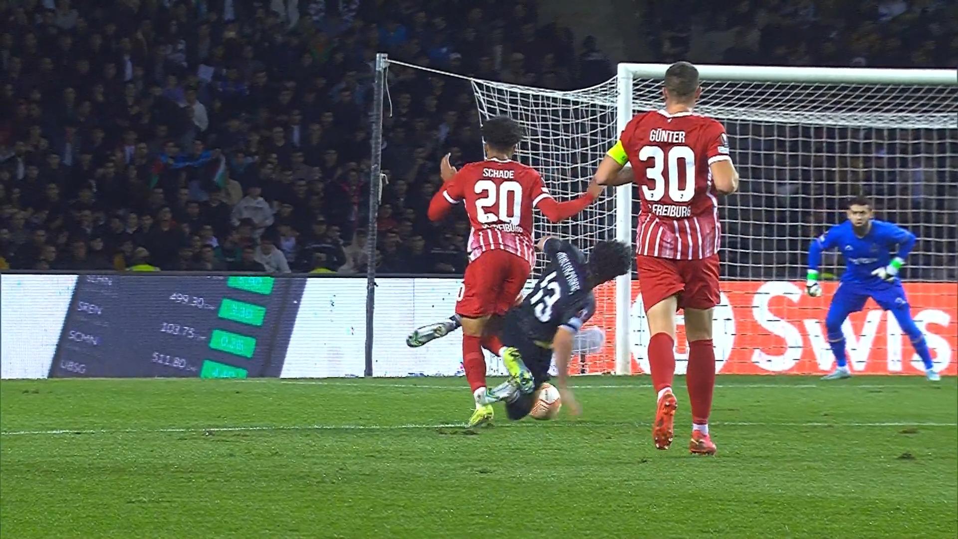 Nach Kung-Fu-Grätsche: Petersen trifft per Elfmeter Freiburg führt 1:0