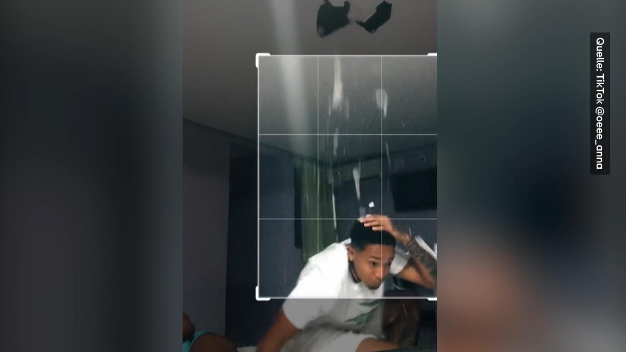TikToker geht echt "durch die Decke" Mit dem Kopf durch die Wand