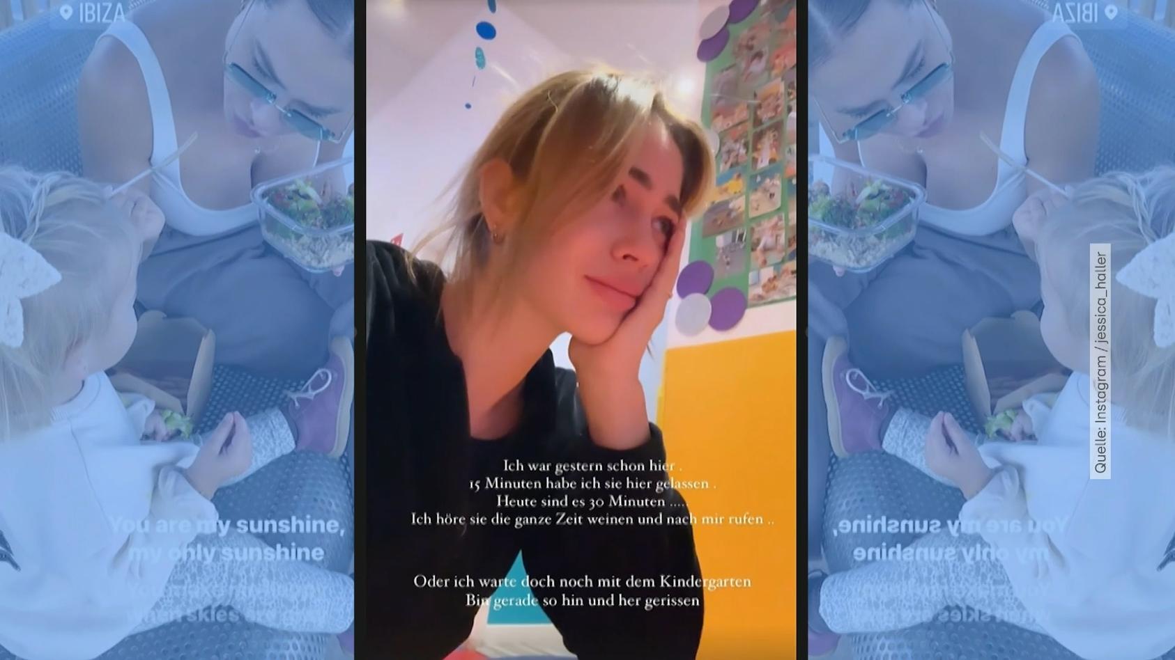 Kita-Eingewöhnungszeit für ihre Tochter Jessica Haller zeigt Tränen vor laufender Kamera