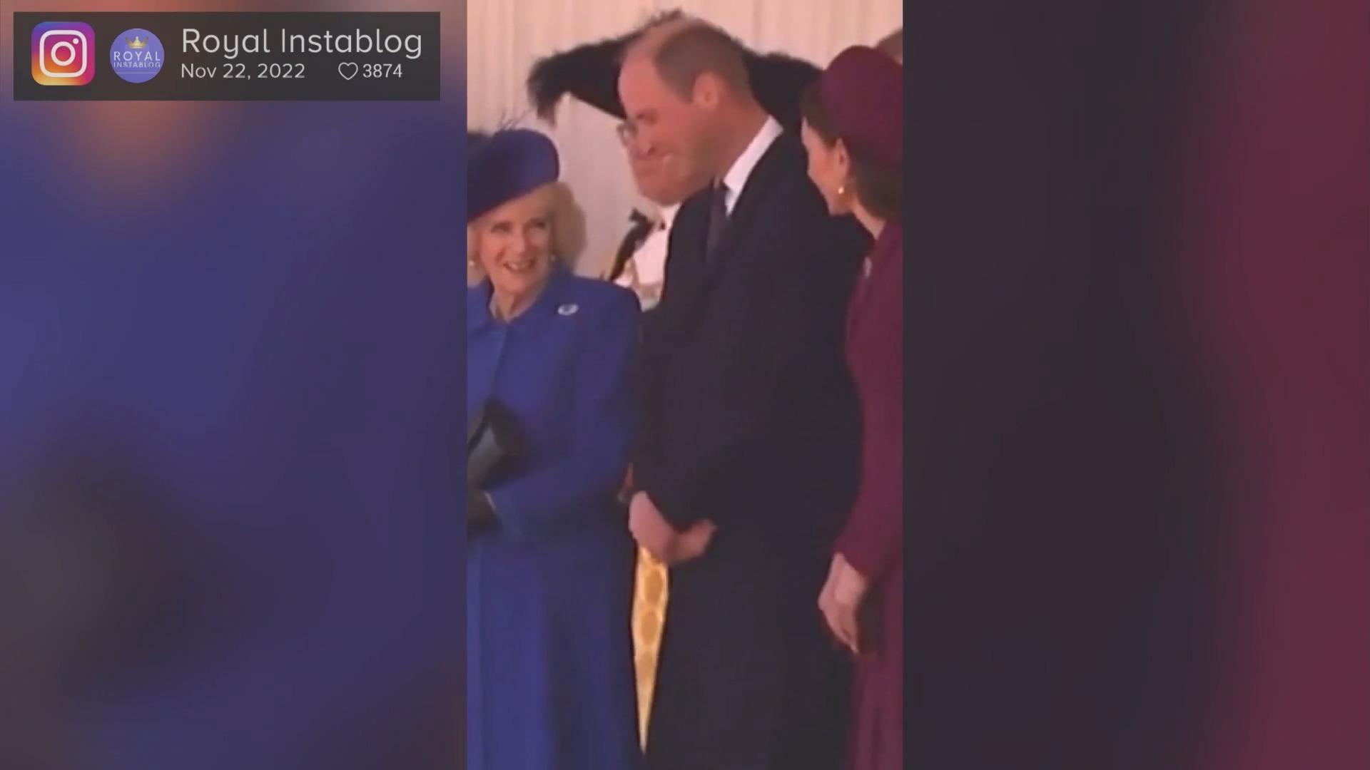 Camilla, William and Kate giggle moment during deadly state visit