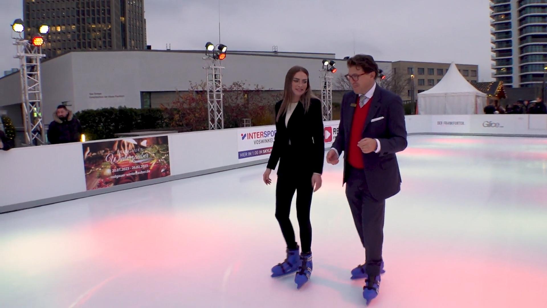 Tascha Jasmin Beil eröffnet Eisbahn Winterspaß über Frankfurts Dächern